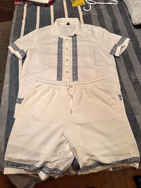 Manfinity Geometric Trim Shirt and Shorts Set Size XL